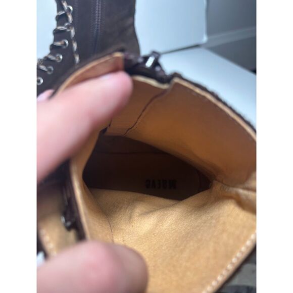 Anthropologie Maeve Harvest Hiker Brown Suede Boot EU 39 US 8.5 Lace Up Combat - Picture 6 of 7